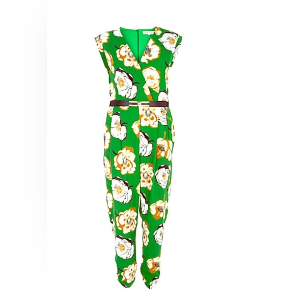 RIVER ISLAND | green floral jumpsuit